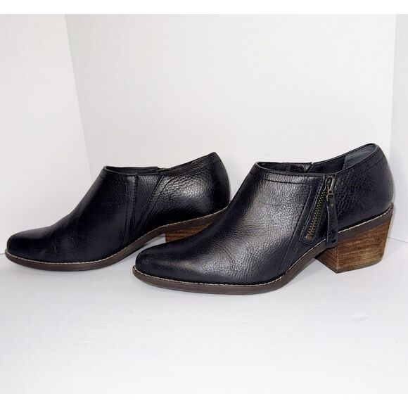 Zodiac Black Leather Shootie Pointed Toe Bootie Western Heel Ankle Boot Zip 7.5 - Picture 6 of 16